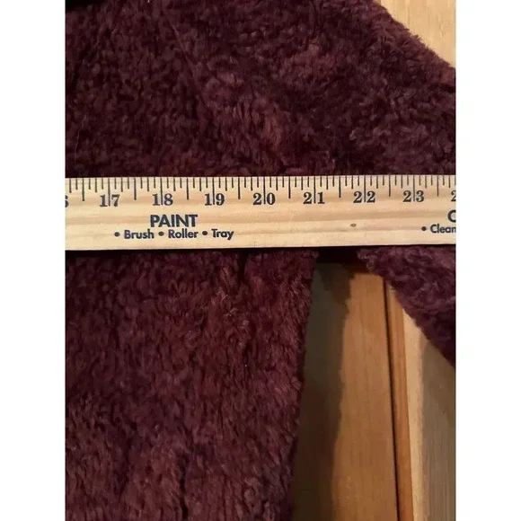 Pendleton Burgandy Sherpa pull over pleaid wool accents L - Picture 7 of 10